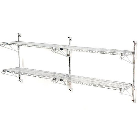 Nexel Poly-Green Wall Mount Wire Shelving, 54W x 14D x 34H 2-Shelf Add-On B1137114GZ